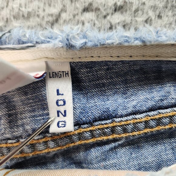Women's Size 14 Lucky Brand Jeans Dungarees Bootcut Frayed Relaxed Classic Denim - Picture 10 of 11
